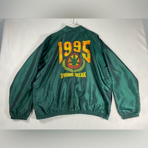 Vintage Rare Surf Style 1995 Year Of Wisdom Cannabis Windbreaker Jacket One Size - Picture 1 of 10